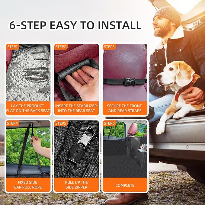Dog Car Seat Cover for Back Seat, Hard Bottom, 100% Waterproof, 330bs Back Seat Extender, Perfect for SUV and Truck