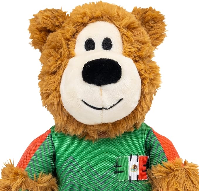 KONG Wild Knots Bear Soccer Player Dog Toy – Mexico – National Team Jersey Inspired – International Tournament Edition – Plush Rope Toy with Squeaker, Medium/Large