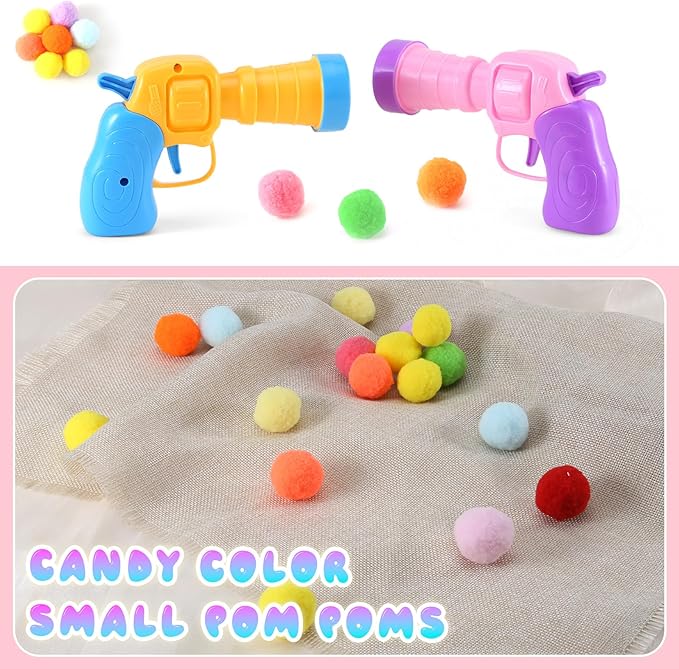 102Pcs Cat Ball Toy Launcher Gun,Cat Balls Fetch Toy - Includes 100 Colorful Plush Cats Balls and 2 Exciting Launchers Set,for Bored Indoor Adult Cats, Cute Kitten Kitty Toys