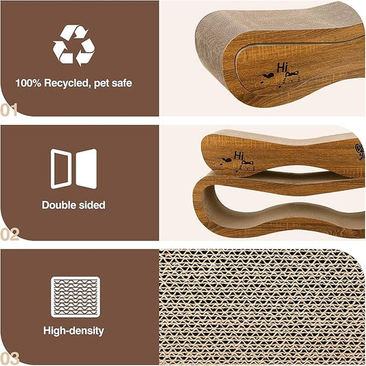 Cat Scratcher, 2 in 1 Cat Scratching Board, Cat Cardboard, Scratch Lounger for Cats as Beds & Furniture, Large, 27.44 x 9.06 x 9.06 inch