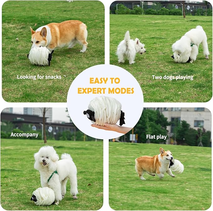 Sheep Shape Snuffle Toy for Dogs - Interactive Puzzle Feeder & Treat Dispenser, Slow Feeder Mat for Puppies to Relieve Boredom & Anxiety (Upgraded Squeaky Lamb Ball) (Others)