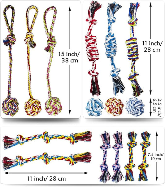 Small Dog Rope Toys, 15 Pack Puppy Rope Toy Set for Small Breeds 0-22 lbs, Various Tug Toys for Teething, Entertainment & Interaction