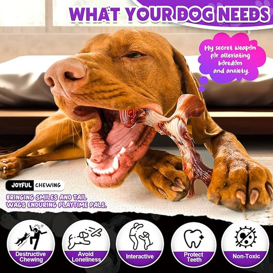4 Pack Dog Chew Toys for Aggressive Chewers - Tough Indestructible Dog Toys with Bacon Flavor- Durable Nylon Bones Toy for Small Medium Large Breed - Puppy Gifts