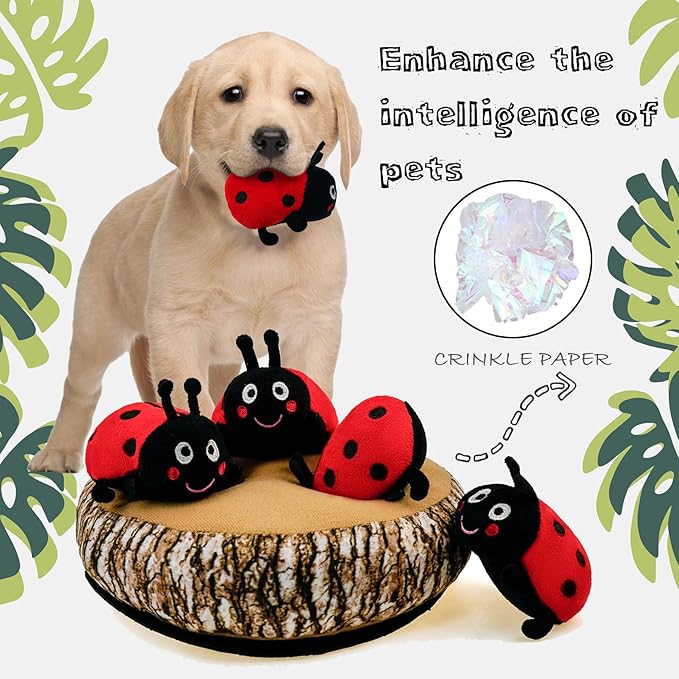 Hide and Seek Dog Toys, 2-in-1 Interactive Squeaky Toys with Detachable Non-Slip Base, Treat Dispensing & Flying Disc Fetch, Enrichment Toys for Small Medium Large Dogs