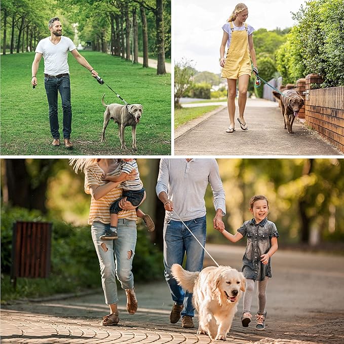 Long Dog Leash 100 FT: Heavy Duty Rope Leashes for Dogs Training with Swivel Lockable Hook Reflective Threads Bungee and Padded Handle - Dog Lead for Large Small Medium Dogs Outside Walking Hiking