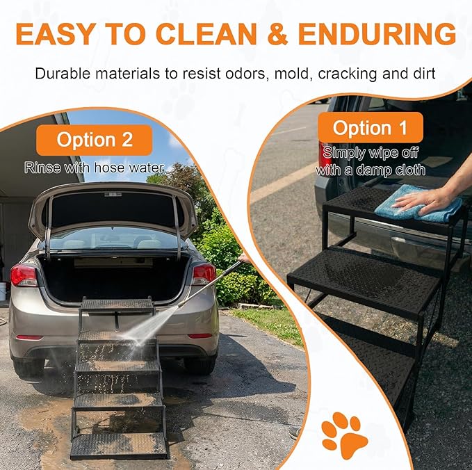 Dog Stairs for Car, Foldable Dog Steps for Large Dogs, 6-Step Ultra-Lightweight Non-Slip Dog Ramps Supports Up to 200 lbs, Suitable for SUV,Truck, Sofas, Bed