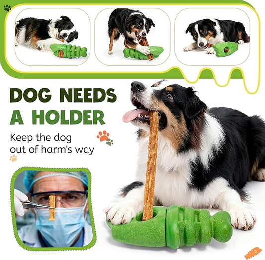 Bully Stick Holder for Aggressive Chewers,Bully Sticks Holder to Prevent Choking, Perfect for Medium Large Dogs,Fit 0.2-0.79IN Bully Sticks,Teething Toy to Prevent Bully Stick Waste