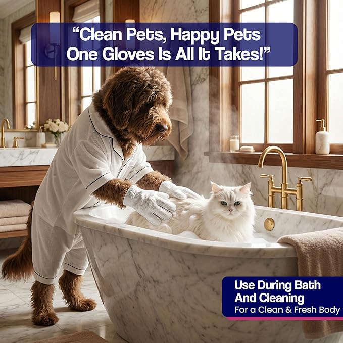 Glove & Go Grooming Wipes for Dogs & Cats - Paraben Free, Alcohol Free, Lick-Safe, Hypoallergenic, Oatmeal Scented Dog Wipes for Paws and Butt, Puppy Wipes (20 Count)
