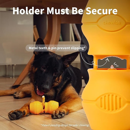 Chewise Bully Stick Holder, Improved Bully Sticks Holder, Ultimate Secure Heavy Duty, BPA-Free Safety Device to Prevent Choking, Fits Various Bully Sticks and Dog Sizes