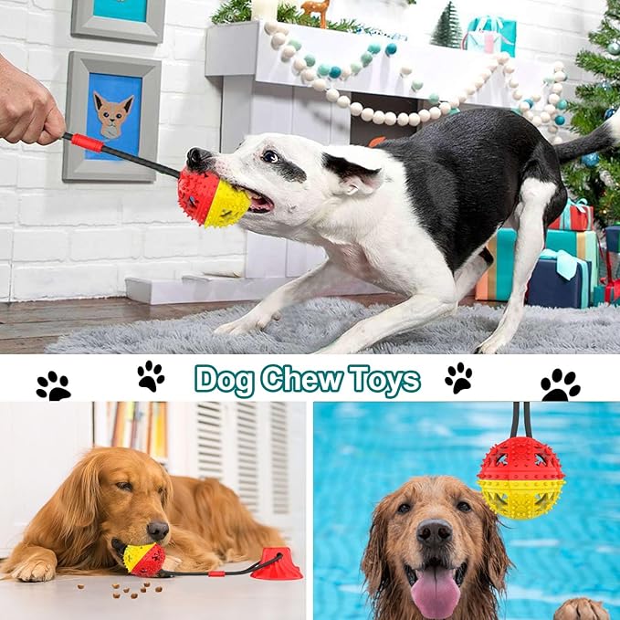 Coolplay Suction Cup Tug of War Toy for Aggressive Chewers, Interactive Treat Dispensing Rope Toy, Dog Enrichment Toys