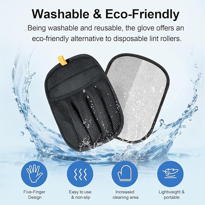 Pet Hair Removal Glove for Dogs & Cats, Enhanced Reusable 5-Finger Electrostatic Glove, Strong-Adhesion Remover for Clothing, Couch, Carpet, Car Seat & Rug(Upgraded Full-Coverage)