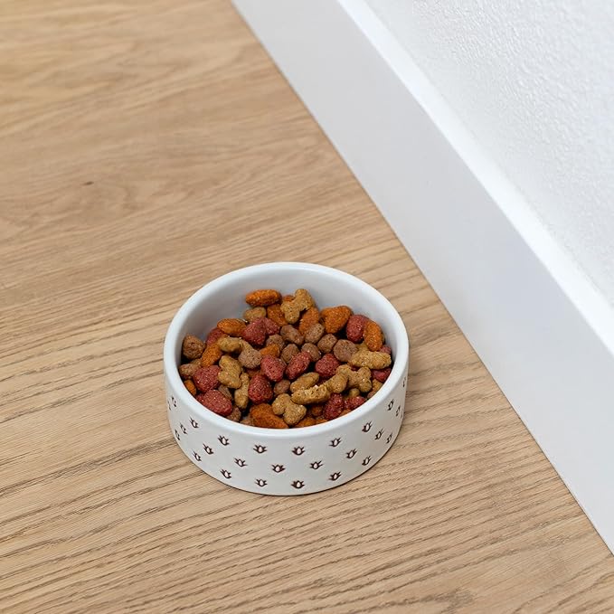 Fringe Studio Speckled Block Bone Small Wax Resist Ceramic Pet Bowl (5" Diameter x 1.75" H, 12 fl.oz.), PetShop Collection (473501)