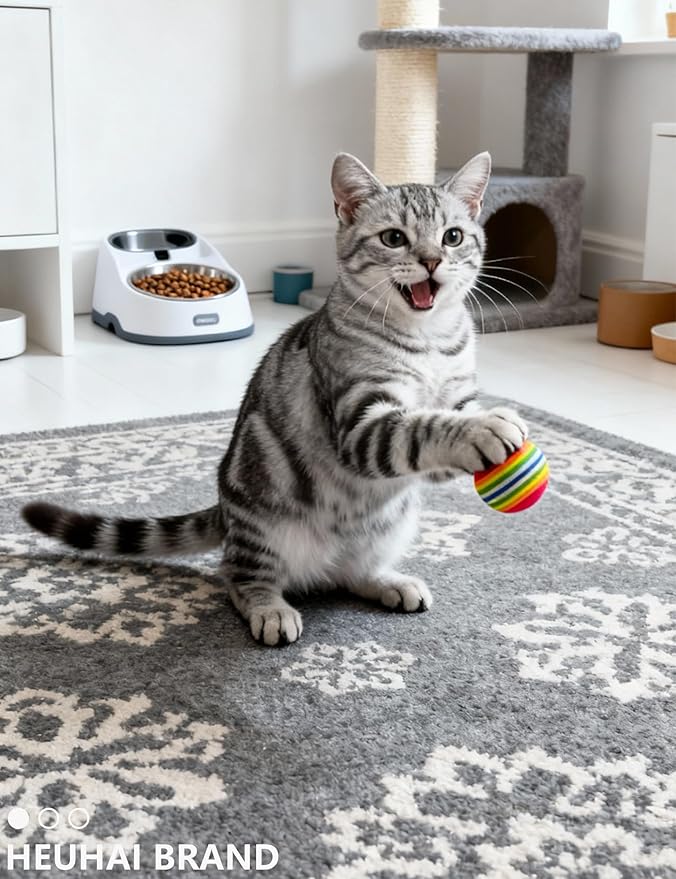 10 Cat Toys Indoor Bored Kitten, Colorful Bell Balls for All Ages Sizes, Interactive Solo Play Non-Toxic Lightweight Cat Balls (1.5'' - 2.2'')