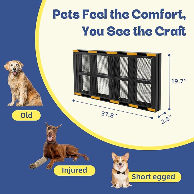 Dog Ramp for Car & Truck & SUV & Stairs - Joint-Friendly, Anti-Slip, Gentle Slope,Extra Wide & Stable, Up to 200 lbs