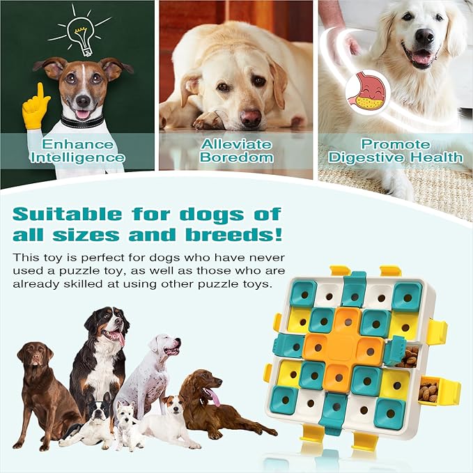 KADTC Large Size Dog Puzzle Toy, 2 Levels of Step-by-Step Challenge, 4 Ways to Play for Dogs Beginner to Advanced Mental Stimulation Toys, U.S. Brand