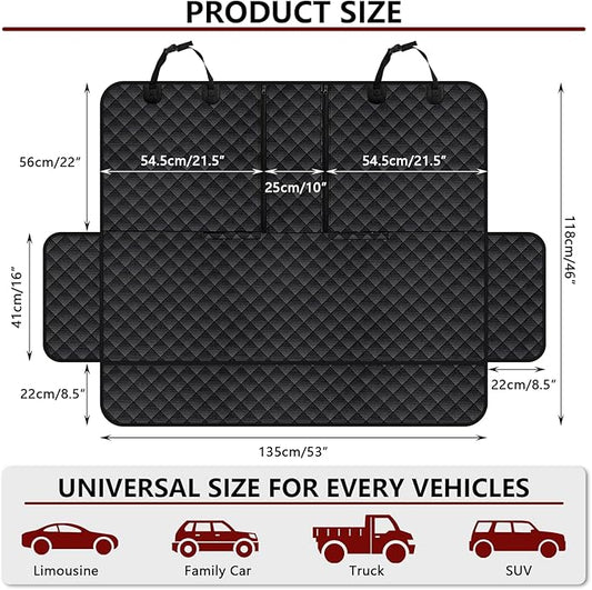 Dog Car Seat Cover for Back Seat, Waterproof Back Seat Cover for Dogs, Scratchproof Bench Seat Cover, Backseat Protector Fits Middle Armrest, Portable Dog Hammock, Suitable for Cars SUVs Trucks