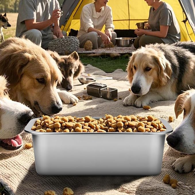 Ohtomber Stainless Steel Dog Bowls - 0.85 Gallons Large Metal Dog Water & Food Bowl No Spilling, High Capacity Water Trough Pet Dishes, Outdoor Feeder Food Plate for Medium Pet, Cat, Puppy