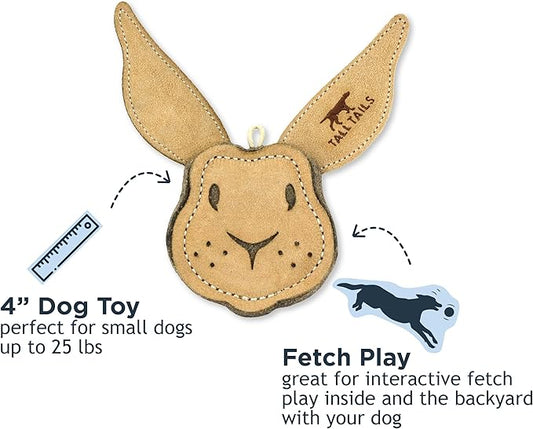 Tall Tails Dog Natural Leather Scrappy Fetch Toy for Dogs, Rabbit