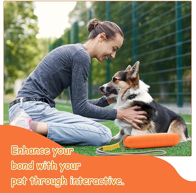 2 Pcs Dog Pool Float Toy with Throw Rope 9.8 x 1.6 Inches Dog Bumpers for Water Retrieving Puppy Training Chew Toys for Hunting Training Pool Outdoor (Yellow, Orange)