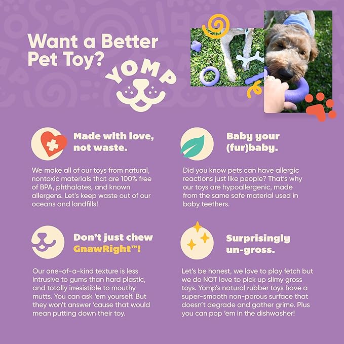 Yomp SuperLoop Max Dog Chew Ring Toy – Durable, Dishwasher Safe, for Active Play, Tug, Fetch & Chew, Freezer Safe for Teething Relief, Made of Non-Toxic, All-Natural Rubber