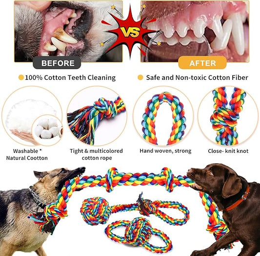 Dog Toys for Aggressive Chewers 13 Pack,Indestructible Tug of War Toys for Small, Medium, Large Dog Breeds, Teeth Cleaning Chew Toys Pet Interactive Rope Toys