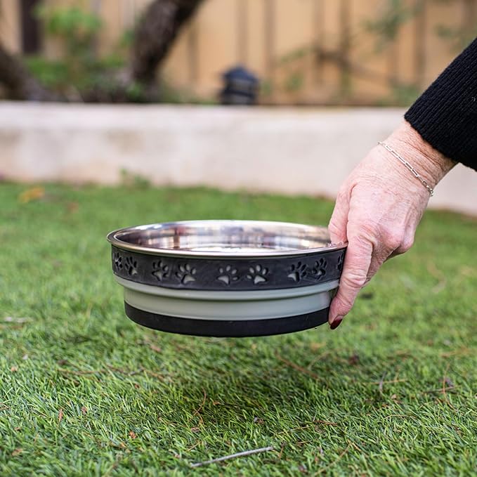 Loving Pets Corsa Dog Bowls- Stainless Steel Dog & Cat Bowls - Spill Proof Dog Food Bowl, Cat Bowl, Puppy Essentials & Pet Supplies Great for Home & Travel (Small 10-20 lbs, Stealth Black)