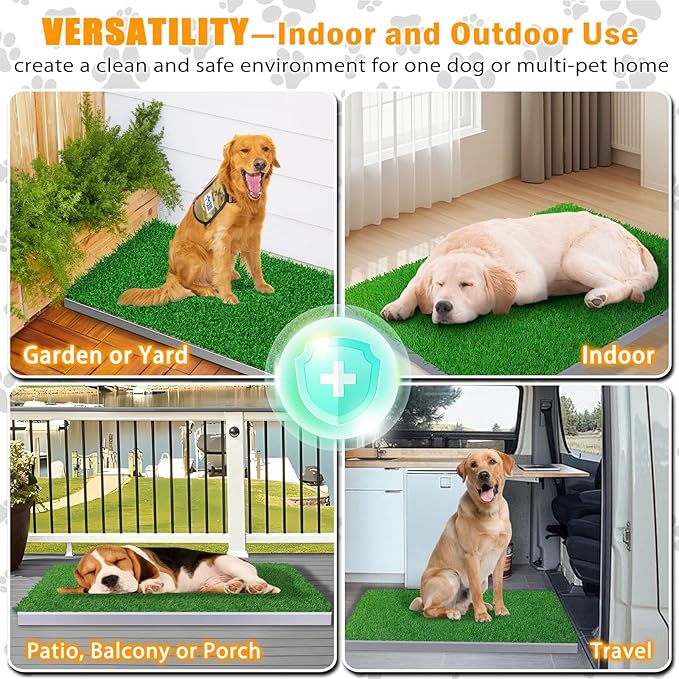 Replacement Artificial Grass for Dog Potty – 31.5" x 23.6" Large Fake Grass Pad, Quick-Dry Drainage Backing, Odor Control & UV Resistant, for Indoor/Outdoor Dog Potty Tray (Grass Only)
