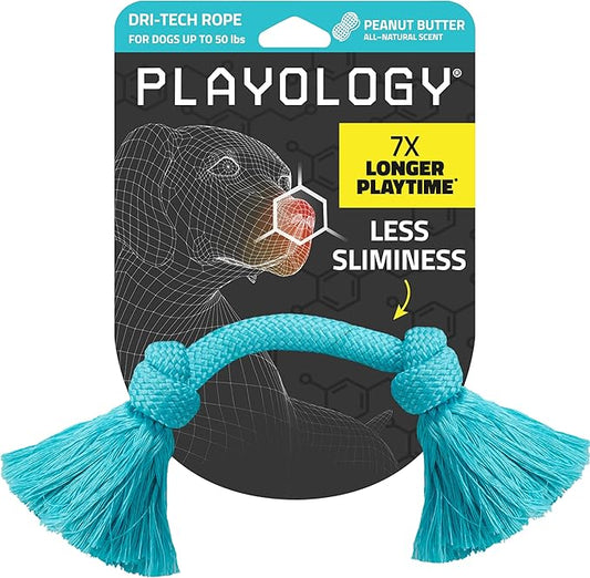 Playology Dri Tech Rope Medium Chew Toy, Peanut Butter & Beef, 2-Pack
