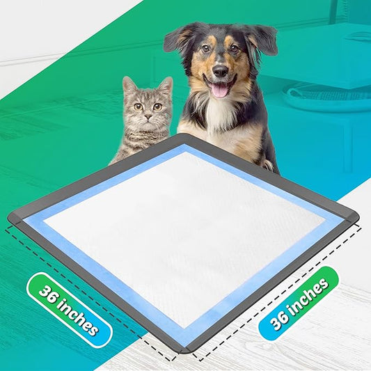 TidyFriend Dog Pee Pad Holder Tray Fits for 36” x 36” Wee Wee Pee Pads - Stable Grip, Raised Edges, Quick-Wipe Silicone Surface Dog Potty Tray Holder for Indoor Flooring Protection (Grey)