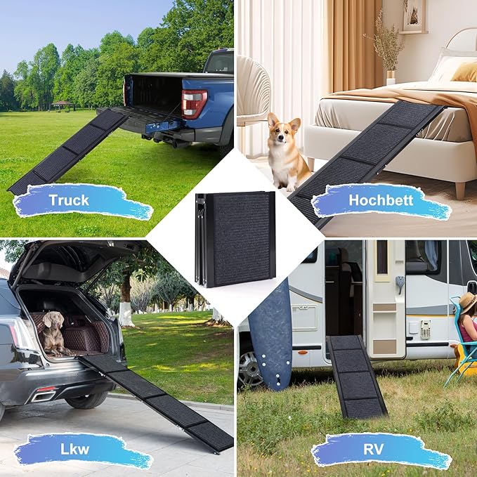 Uross Dog Ramp for Car 71" Long- Collapsible Pet Ramps for Large Dogs SUV Truck Folding Outdoor Dog Ramp for Porch Steps