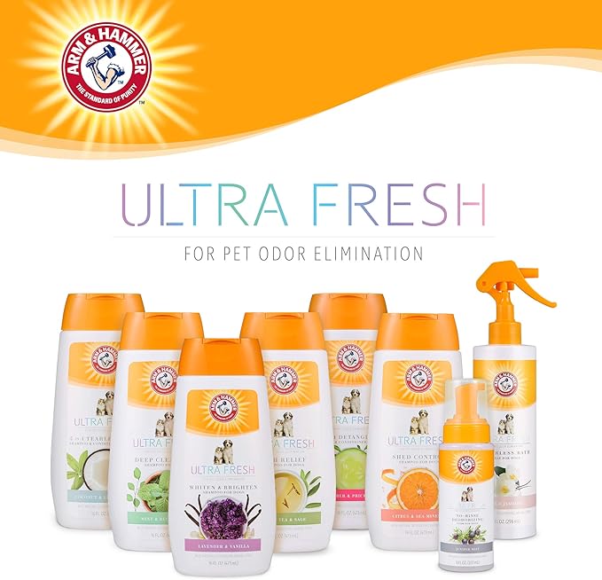 Arm & Hammer Ultra Fresh Tearless Puppy Shampoo and Conditioner 2 in 1 with Baking Soda Deodorizer, Gentle Pet Wash for Odor Control, Puppy Bath, Coconut & Lime Verbena Scent, 16 Fl Oz