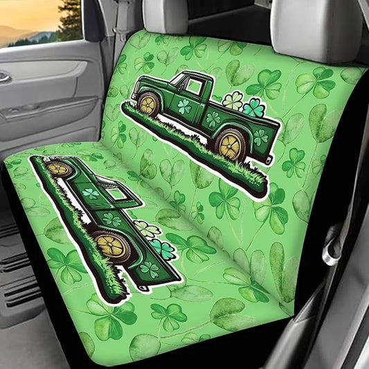AFPANQZ Car Saint Patrick Car Seat Cover Rear Seats Only High Stretchy Washable Bucket Seat Cushion Protector Backseats Covers for Girls Women, Fit Most Cars, Sedan, SUV, Van