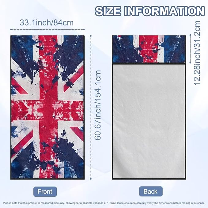SEANATIVE British Flag Car Towel Seat Covers Auto Seat Towel Protector - Sweat Absorber for Family Road Trips Sports Swimming Hiking, Automotive Seat Protector Car Interior Accessories