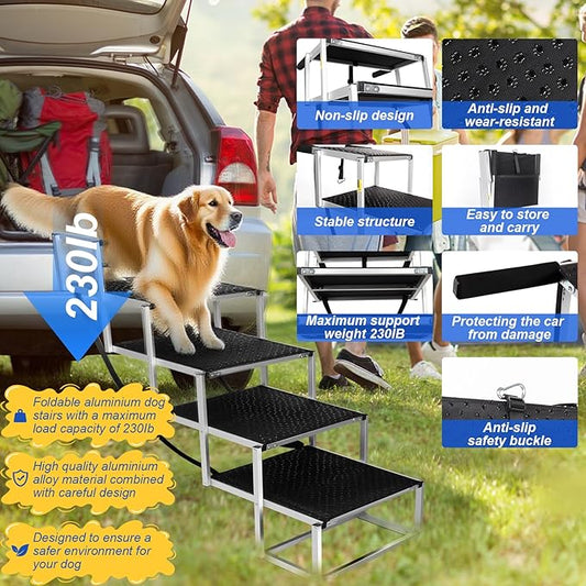Dog Stairs for Large Dogs - Extra-Wide 20-Inch Step 43-Inch 5-Step Extra Dog Steps Tall Designed for Oversized SUVs, Off-Road Vehicles, and Pickup Trucks