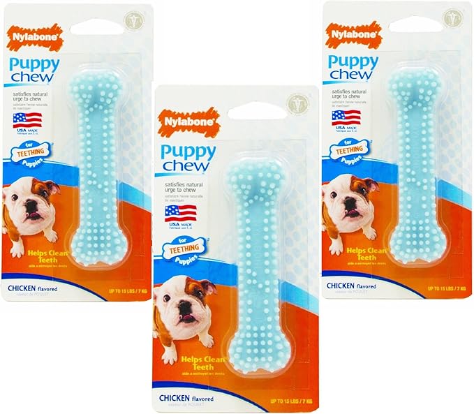 Nylabone 3 Pack Of Puppy Chew Chicken Flavored Teething Bones