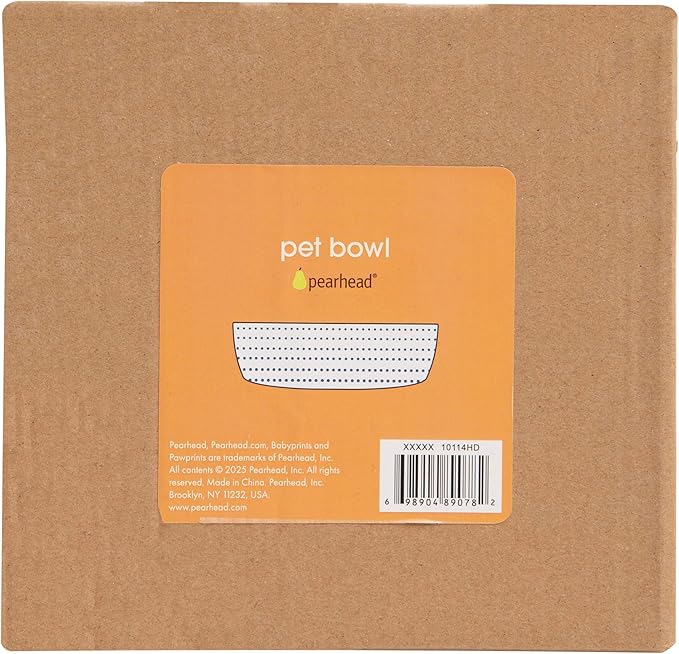 Pearhead Ceramic Dog Bowl – Modern Blue Dot Stoneware Pet Food & Water Bowl for Small Dogs, Weighted Non-Plastic Dog Feeding Dish, Small/Medium 2.25 Cups/ 18 oz