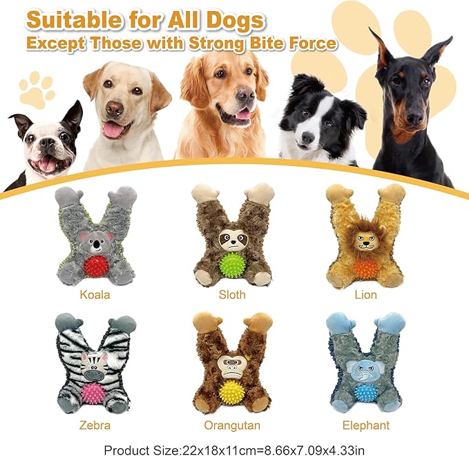 Grey Brown Sloth Plush Spiky Squeaky Dog Toy for Chewers Puppy Teething Chew Toy Cute Soft Funny Durable Stuffed Animal Interactive Tough Dog Toy for Small Medium Large Dogs Toy Gift 22cm/8.66in