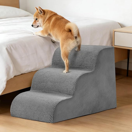 3-Step Dog Stairs for Small Dogs and Cats, 16in H Dog Steps for Couch, Sofa, Chair, Non-Slip Sturdy Pet Steps, Pet Ramp for High Bed Indoor