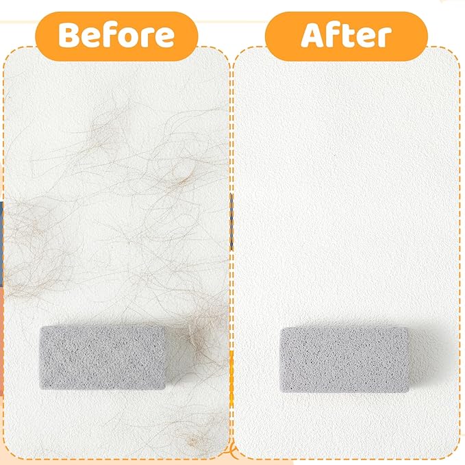 Yolev 2 Pcs Pet Hair Remover Grey Pumice Stone for Dog Cat Tool Fur Removal Cleaning Block Remover Stone for Car Interior Furniture Bedding Carpet(3.94 x 1.97 x 1.38in)