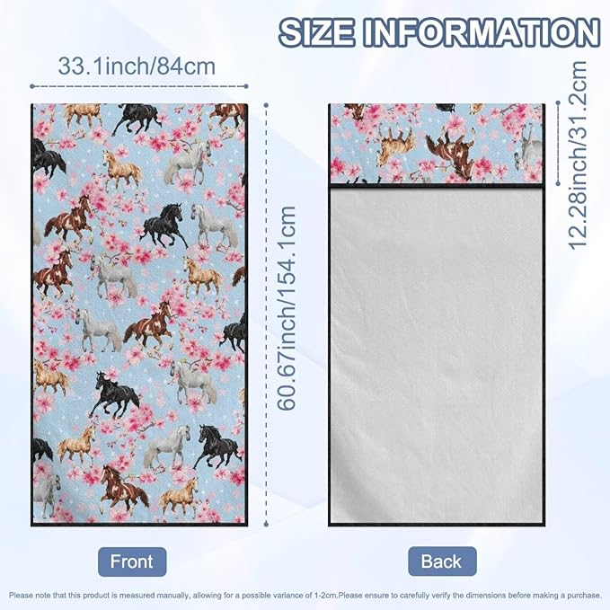 SEANATIVE Horse Flowers Sweat Towel Seat Cover, Car Seat Towel Protector, Car Seat Cushion Covers for Trucks SUV Jeep, Universal Seat Covers for Gym, Running, Swimming