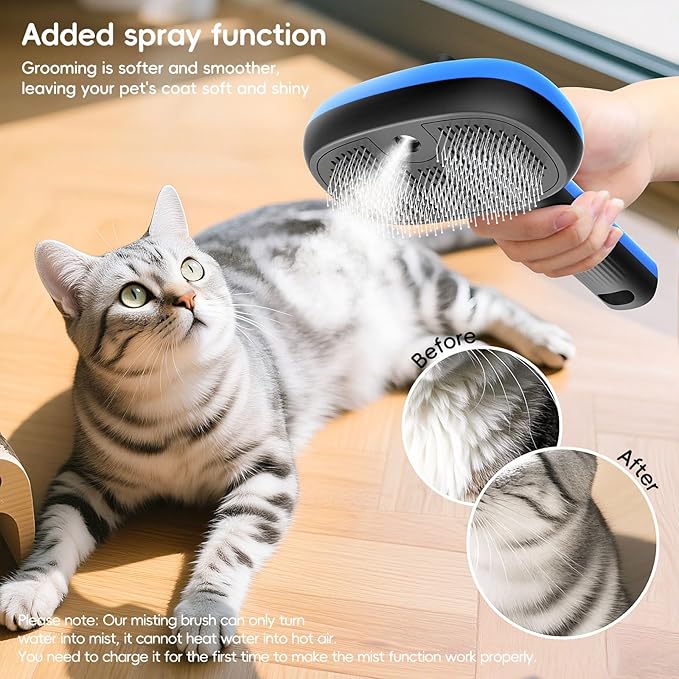 Steam Brush for Dogs and Cats,Dog and Cat Hair Brush for Shedding and Grooming with Electronic Mist Spray,Pet Steam Brush for Dog & Cat,Cat Steam Brushes for Indoor Cats.