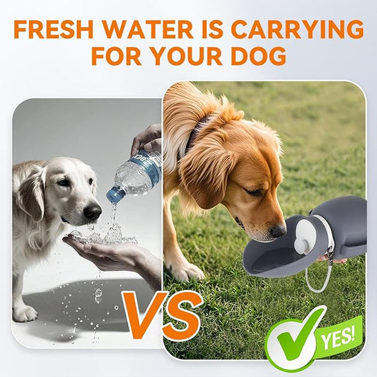Dog Water Bottle 27 OZ Large Capacity Dog Travel Water Bottle with Drinking Trough Pet Drinking Feeder for Outdoor Walking/Hiking/Travel, Grey
