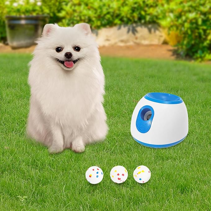 Automatic Dog Ball Launcher, Dog Ball Thrower Launcher with 3 Balls Sizing 2 Inch Interactive Balls Launchers for Dogs with Adjustable Distance Settings 10-30ft for Indoor Backyards Parks
