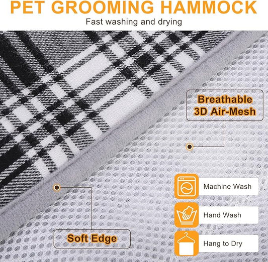BEAUTYZOO Dog Grooming Hammock, Medium Dog Sling for Nail Trimming, Dog Hanging Harness for Claw Care with Thick Fabric Neck Support Wide Strap Restraint Cat Grooming Hammock, Black M