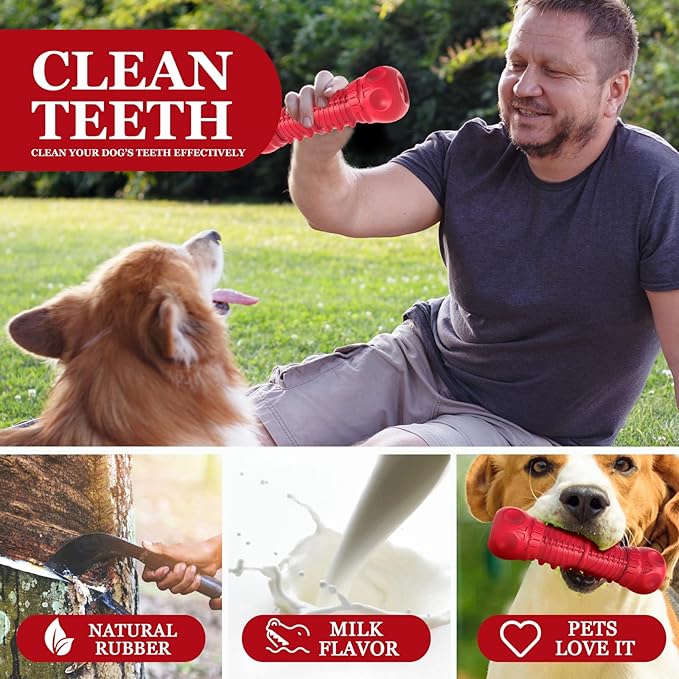 Dog Squeaky Toys for Aggressive Chewers, Durable Chew Toys for Large Medium Breed Dog, Tough Durable Dogs Toys with Natural Rubber