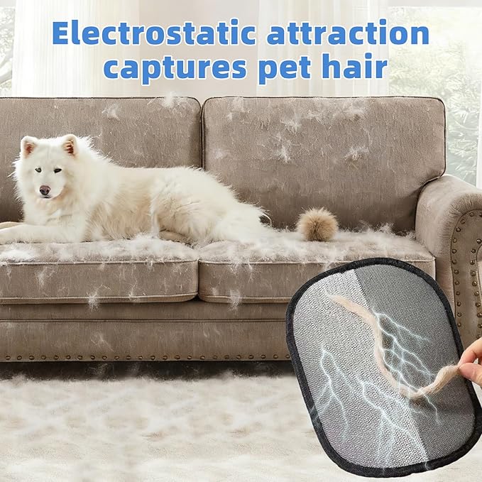 Pet Hair Removal Glove for Laundry, Magic Grooming Brush for Dogs Cats, Electrostatic Hair Remover Tool with Five-Finger Design for Couch, Carpet, Clothing, Car Seat Black
