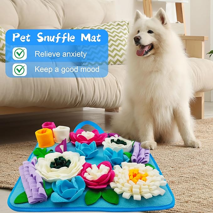 Snuffle Mat for Dogs Sniffing Feeding Mat for Small and Medium Breed Dogs and Cats Non-Slip/Portable/Durable Interactive Puzzle Pet Puppies Toys Encourages Natural Foraging Skills