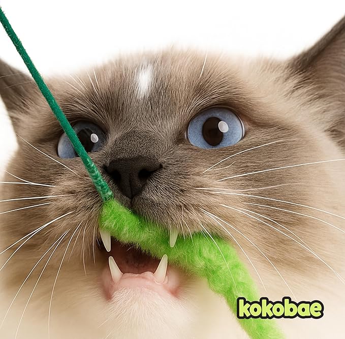 Cat Wand Toy – Cat Toys on a Stick, Interactive Cat Teaser Wand for Indoor Cats, Natural Grass-Inspired Design for Exercise, Hunting, and Bonding