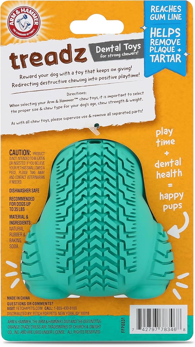 Arm & Hammer for Pets Super Treadz Gorilla Dental Chew Toy for Dogs - Dog Dental Chew Toys Reduce Plaque & Tartar Buildup Without Brushing - Safe for Dogs up to 35 Lbs