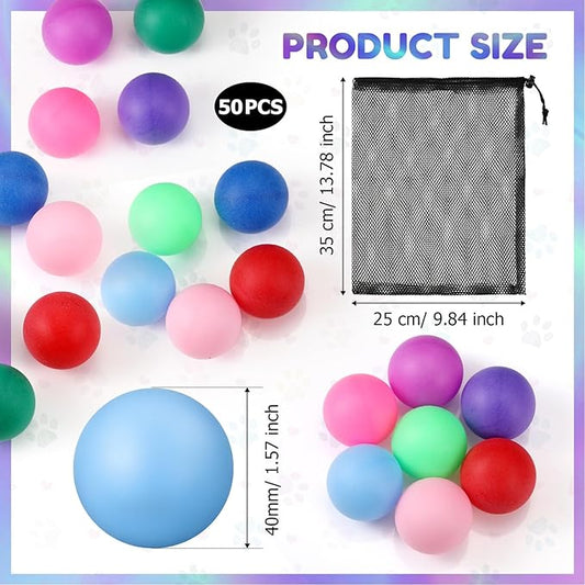 50 Pcs 40 mm Table Tennis Ball for Cats Multi Color Table Tennis Bulk Balls Enrichment Toys for Ferret Cat Lovers Gift Ball Pool Pet Toy